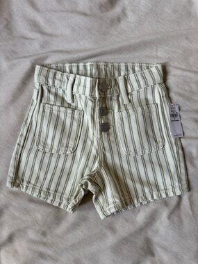 Old Navy Cream and Green Striped Kids Shorts